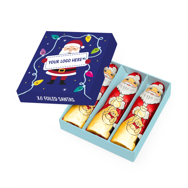 Winter Collection – Eco Mini Treat Box – Foiled Santas – x6