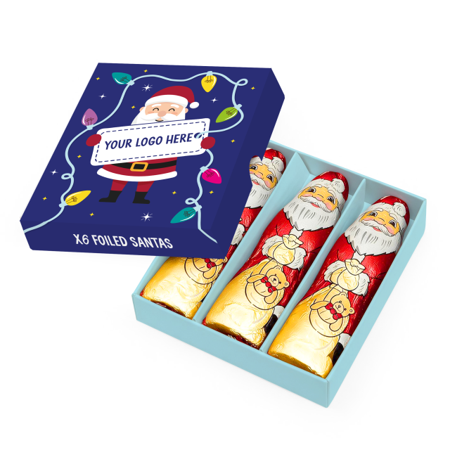 Winter Collection – Eco Mini Treat Box – Foiled Santas – x6